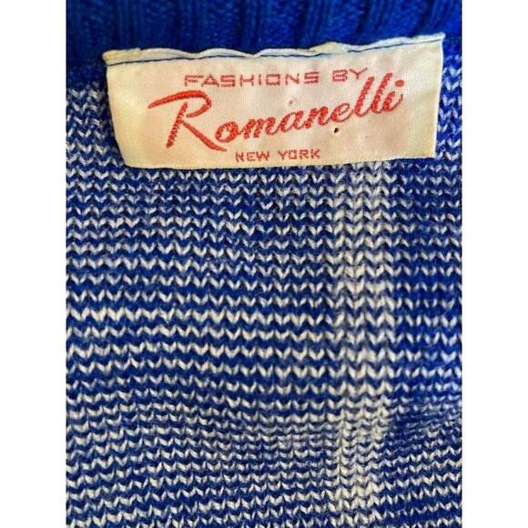 Vintage 80s 90s Fashions By Romanelli Electric Blue Womens Geometric Pullover Sw - Picture 5 of 5